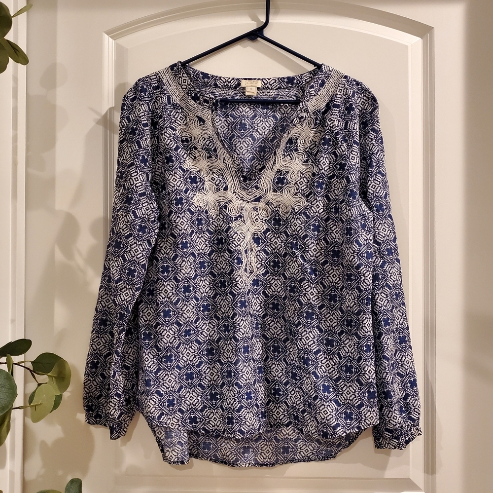 J. Crew Tunic Embroidered Blouse
